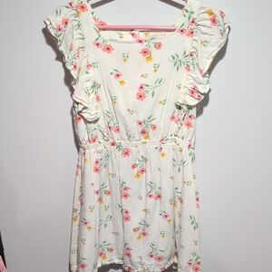 Copper Key Floral Ruffle Sleeve Dress - Pink and Green